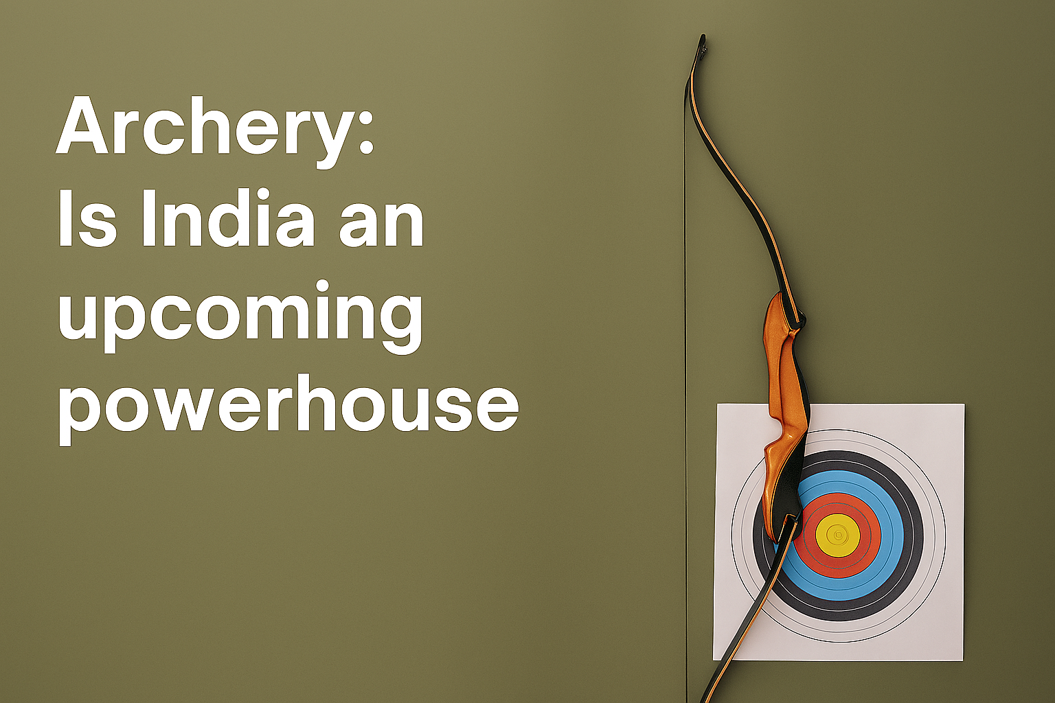 image of bow & target board in front of Indian flag